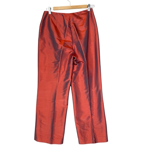Vintage 100% Shot Silk Red / Blue Shift Straight Leg Cropped Pants Maximalist 4 - Picture 2 of 6